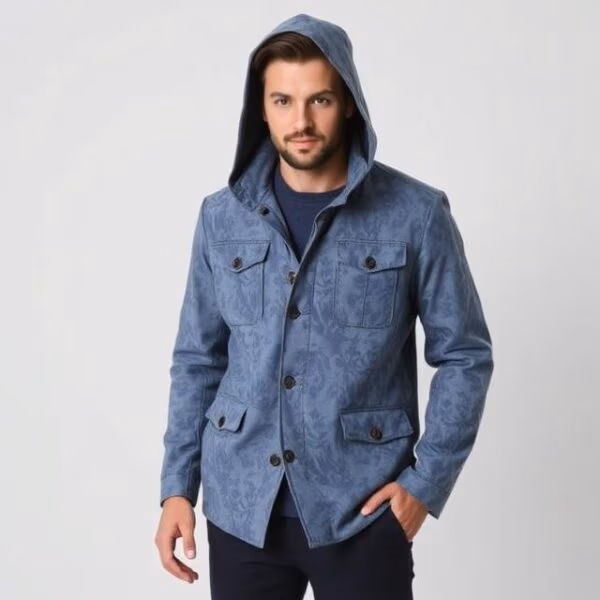 Men Tailored Fit Spread Collar Jacket