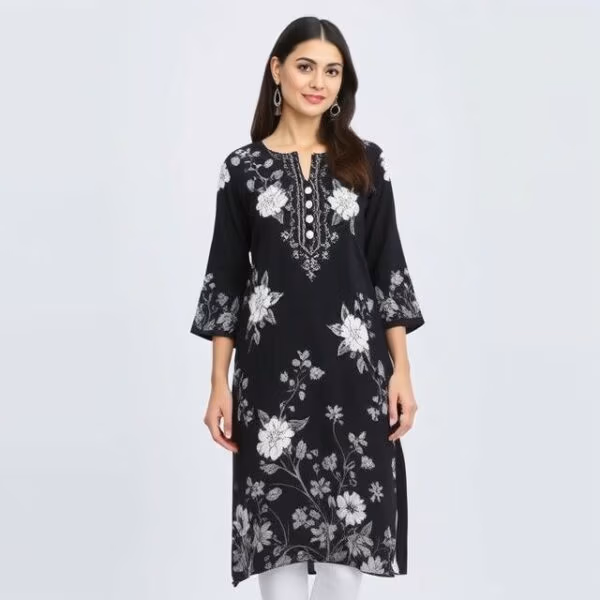 Floral black-white Dress kutra