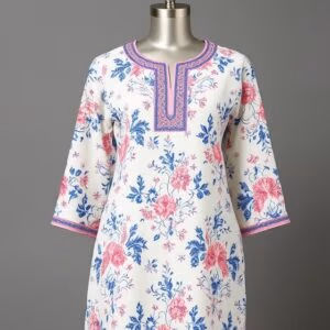 Floral White kurta