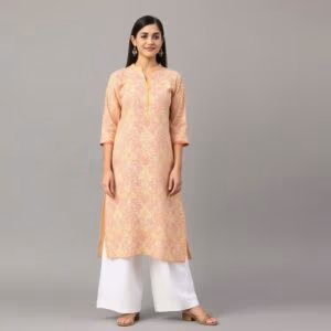 Peach Kurti with White Palazzo Elegant ethnic wear for women