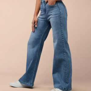 Women Relaxed Fit High Rise Light Blue Jeans
