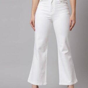 Women Flared High Rise White Jeans