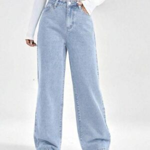 Women Flared High Rise Light Blue Jeans