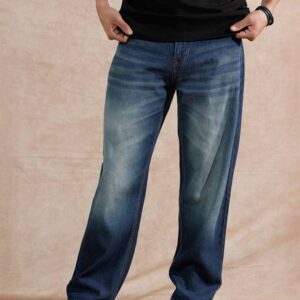 Men Loose Fit Mid Rise Blue Jeans
