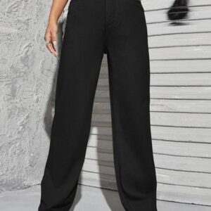 Women Straight Fit High Rise Black Jeans