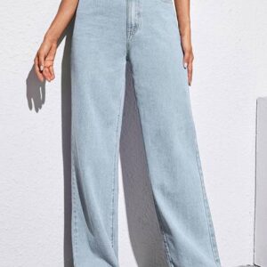 Women Straight Fit High Rise Blue Jeans