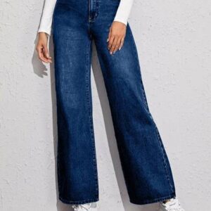 Women Flared High Rise Blue Jeans
