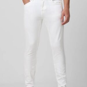 Men Skinny Mid Rise White Jeans