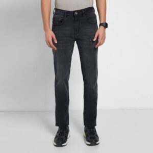 Men Slim Mid Rise Black Jeans