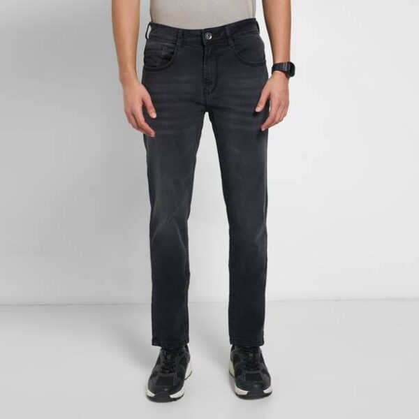 Men Slim Mid Rise Black Jeans