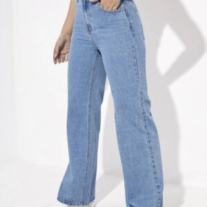 Women Flared High Rise Light Blue Jeans