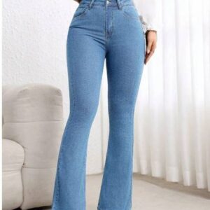 Women Boot-Leg High Rise Blue Jeans