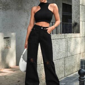 Women Regular High Rise Black Jeans
