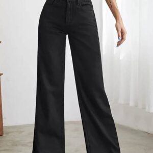 Women Straight Fit High Rise Black Jeans
