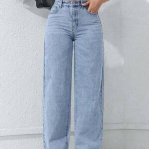 Women Loose Fit High Rise Blue Jeans