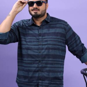 Men Slim Fit Striped Spread Collar Casual Shirt