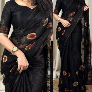 Embroidered Bollywood Chiffon Saree #5