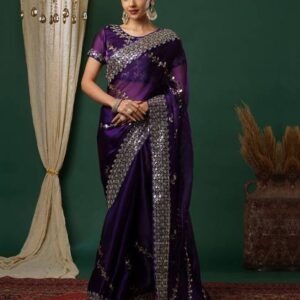 Embellished, Embroidered Bollywood Tissue Saree #33