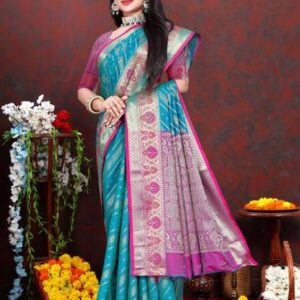 Woven Bollywood Silk Blend Saree #61