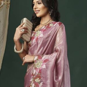 Embroidered Bollywood Tissue Saree #59