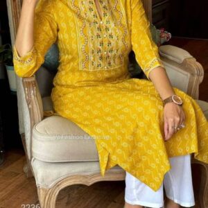 Women Printed Pure Cotton Straight Kurta