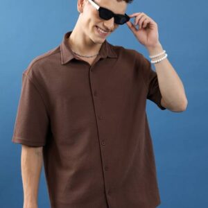 Men Regular Fit Solid Cut Away Collar Casual Shirt #1