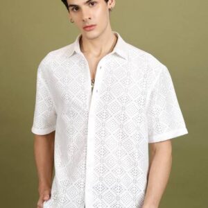 Men Regular Fit Printed Spread Collar Casual Shirt