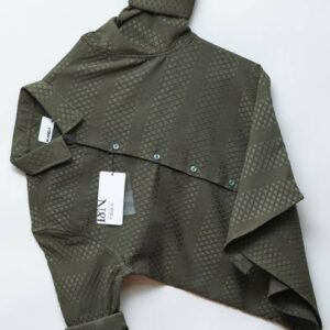 Men Slim Fit Self Design Spread Collar Casual Shirt
