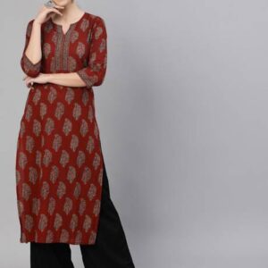 Women Printed Viscose Rayon Straight Kurta