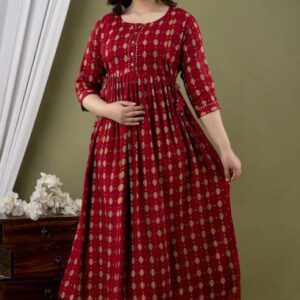 Women Printed Pure Cotton Anarkali Kurta