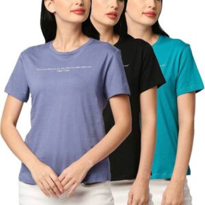 Pack of 3 Pack Of 03 Cotton Jersey T-Shirts Women Graph...