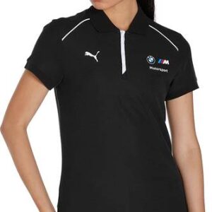 BMW MMS Women Solid Peter Pan Collar Cotton Blend Black T-Shirt