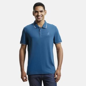 3911 Men Solid Polo Neck Cotton Blend Green T-Shirt