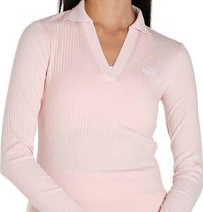 Women Solid V Neck Polyester Pink T-Shirt