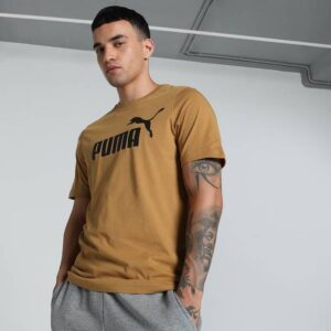 Men Solid Crew Neck Cotton Blend Brown T-Shirt