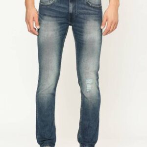 Men Slim Low Rise Blue Jeans