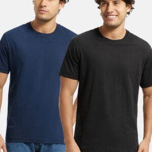 Pack of 2 Men Solid Round Neck Cotton Blend Multicolor ...