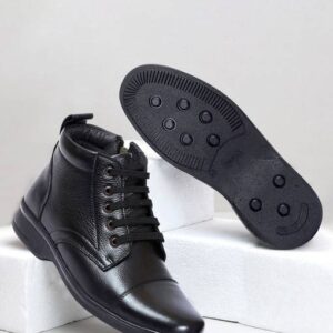 Zoom Shoes Genuine Leather Boots for Men AD1165 | Zipper Boots| Memory Cushion| High Ankle Boots For Men