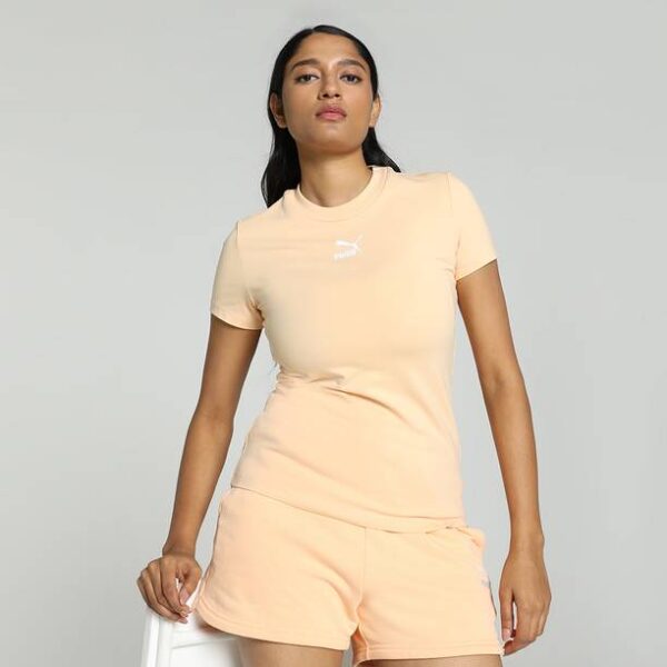 Women Solid Crew Neck Cotton Blend Orange T-Shirt