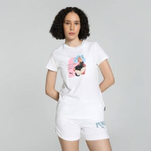 Women Printed Crew Neck Pure Cotton White T-Shirt