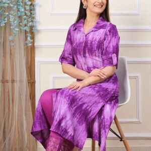 Women Dyed/Ombre Viscose Rayon A-line Kurta