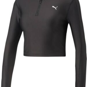 Fit Eversculpt 14 Zip Women Solid Mandarin Collar Polyester Black T-Shirt