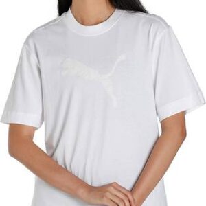 HER Tee Women Printed High Neck Cotton Blend White T-Shirt