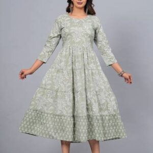 Women Printed Viscose Rayon Anarkali Kurta