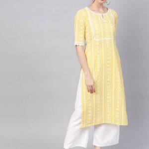 Women Printed Cotton Blend Straight Kurta