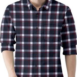 Men Regular Fit Checkered Spread Collar Casual Shirt