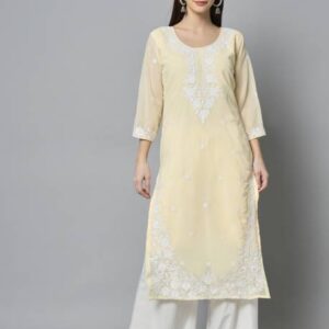 Women Embroidered Georgette A-line Kurta