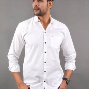 Men Slim Fit Solid Spread Collar Casual Shirt