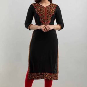 Women Embroidered Viscose Rayon A-line Kurta