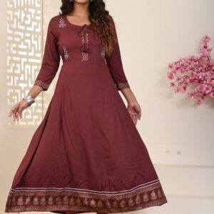 Women Printed Viscose Rayon Anarkali Kurta
